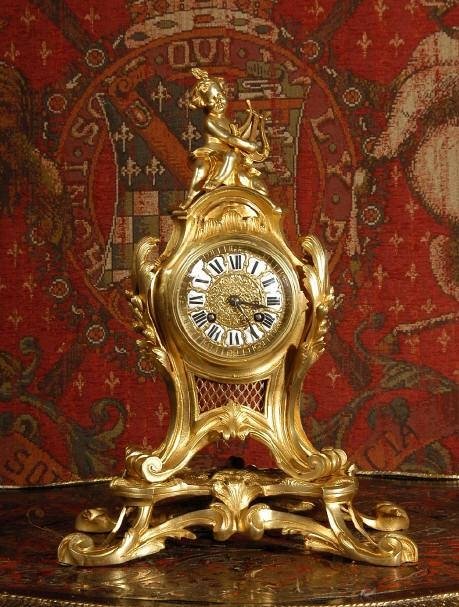 fig 4. Antique French Rococo Boudoir Table Clock ~ Samuel Marti